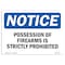 Signmission Sign, 7" H, 10" W, Plastic, PossessiOf Firearms Strictly Prohibited Sign, Lndscp, L-16397 OS-NS-P-710-L-16397 - alternate 1
